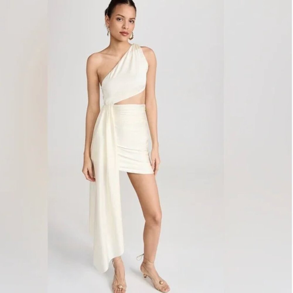 Baobab Zadeh One-Shoulder Cream Mini Dress SMALL